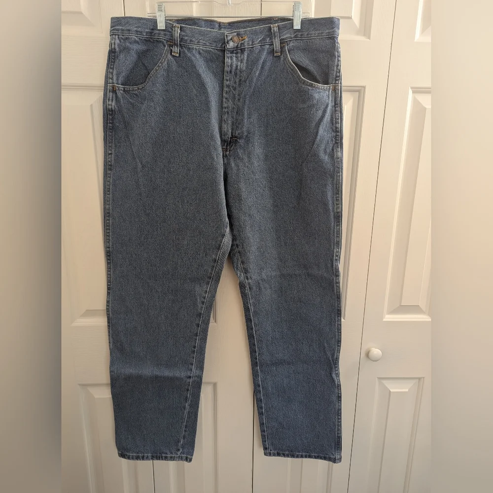 Wrangler Rustler Regular Fit Straight Leg Irregular Mens 40x32 Working Jeans